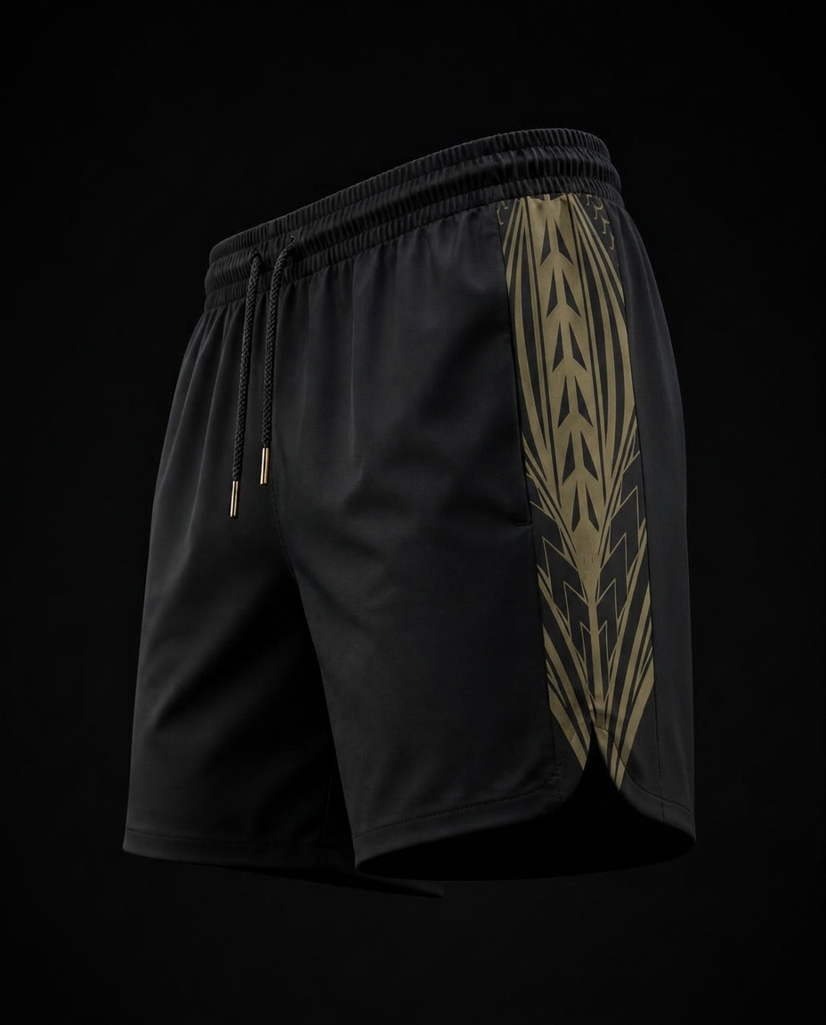 The Spine Chevron Gold Short — front view