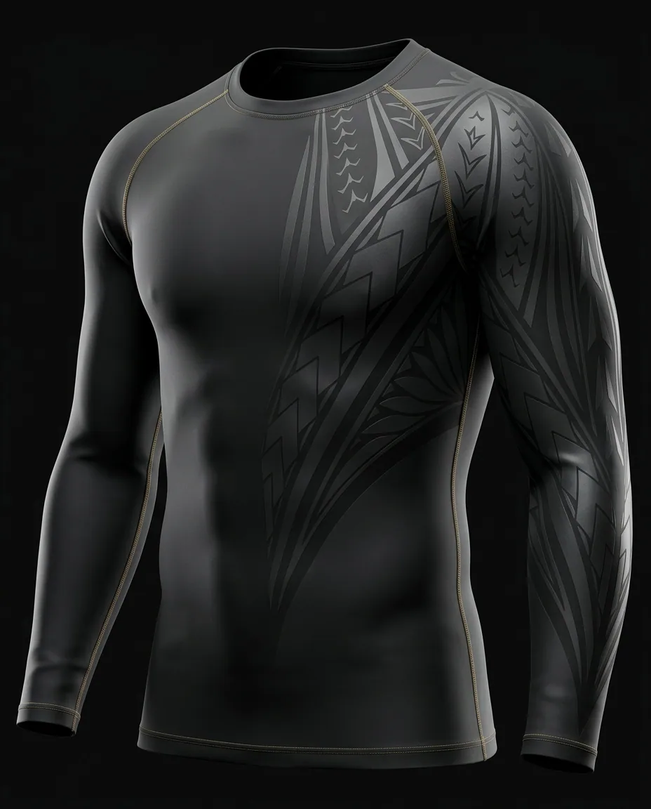 The Niho Mano Compression Top — Niho Mano motif — front view