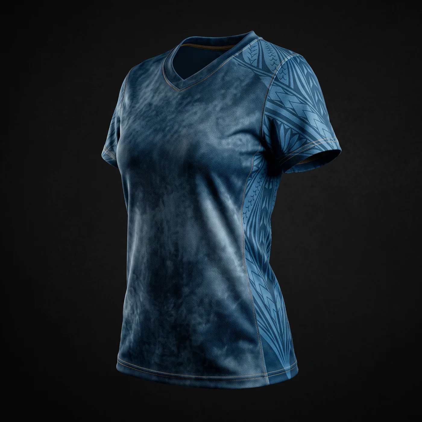 The Wahine Abyss Jersey — Niho Mano motif — front view