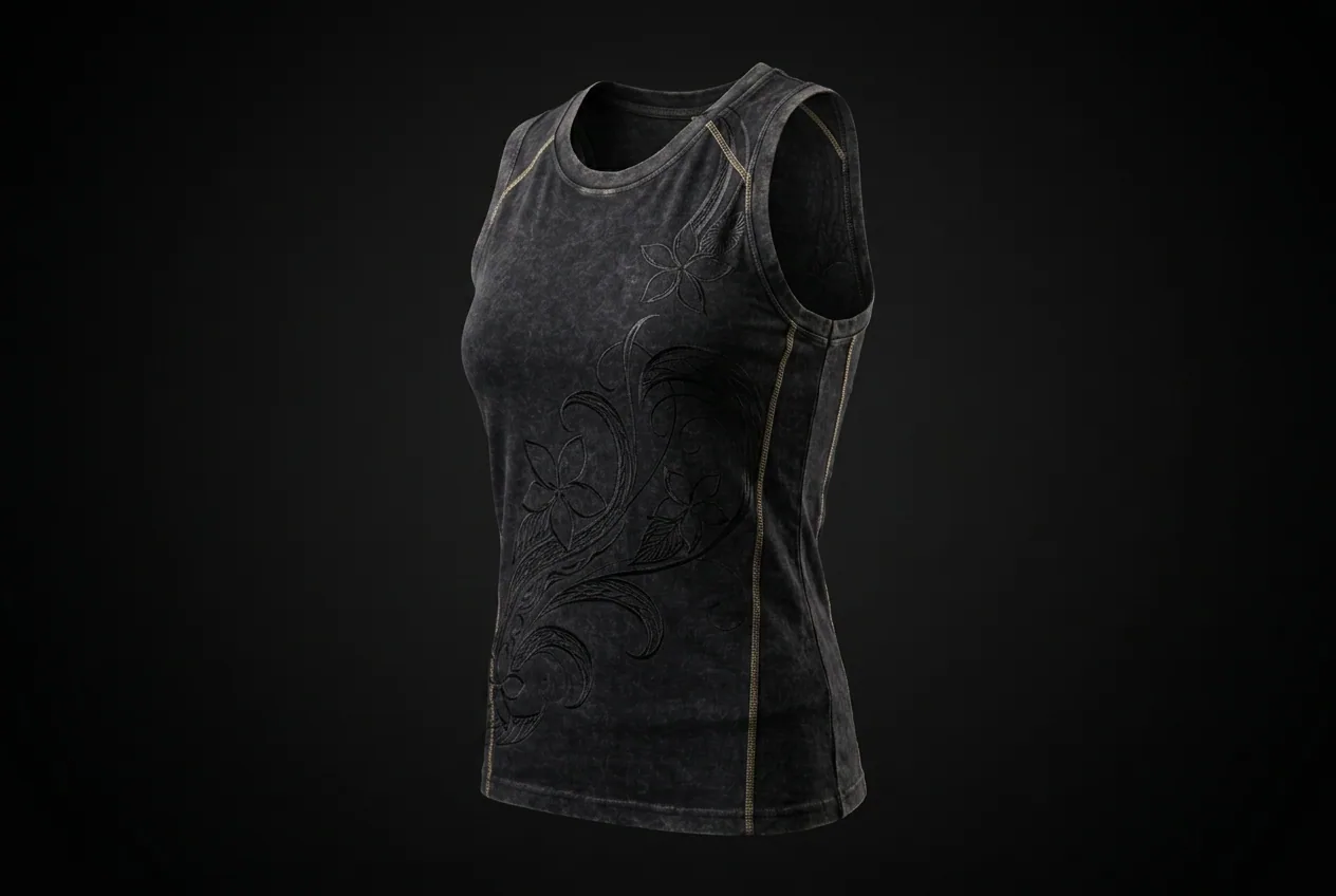 The Tiare Vine Wahine Tank — Tiare Vine motif — front view