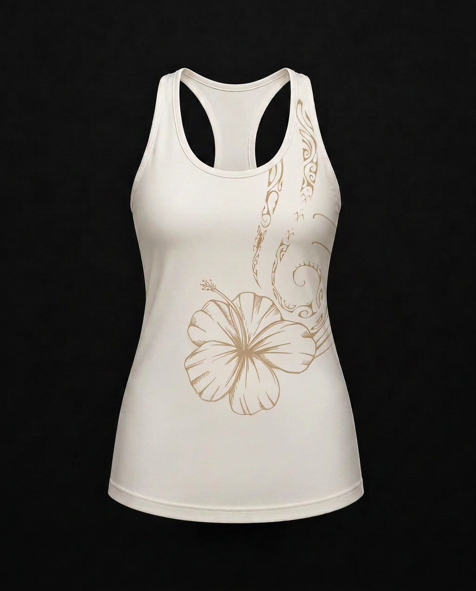 The Hibiscus Koru Wahine Tank — front view