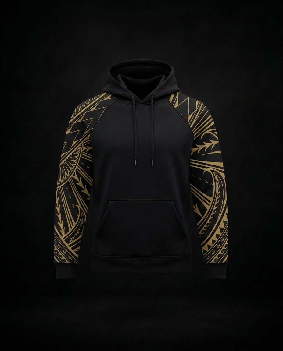 The Niho Mano Gold Band Hoodie — front view